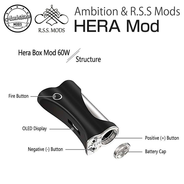 VAPE Ambition MODS HERA Mod ブラックシルバー ヘラ